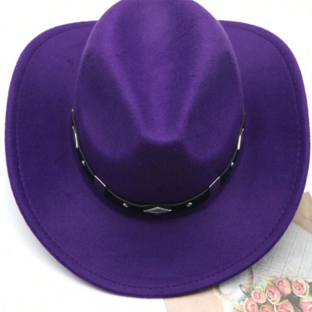 Purple Western Cowboy, Cowgirl Hat, Silver Diamond Band – Unisex‎ Rodeo Hat - Picture 3 of 5
